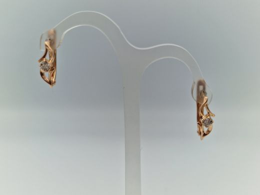 Золотые серьги с бриллиантом, 1.72 г