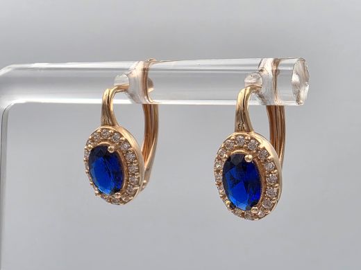 Золотые серьги с цирконом, 2.25 г