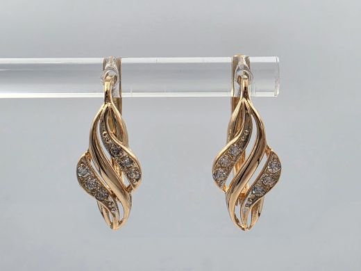 Золотые серьги с цирконом, 2.85 г
