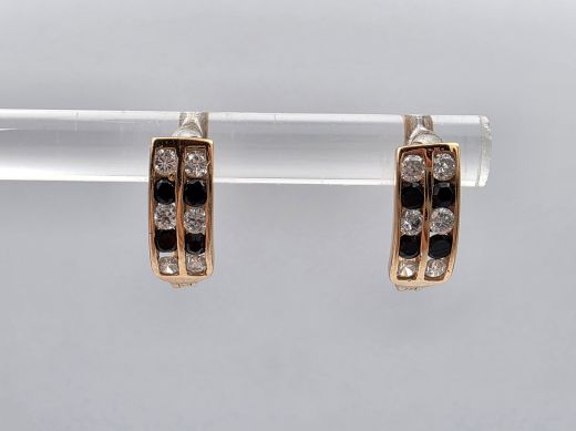Gold earrings with zircon, 1.37 g