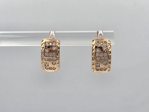 Золотые серьги с цирконом, 1.59 г