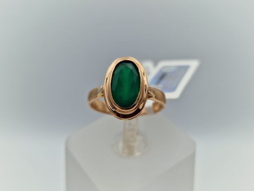 Zelta gredzens ar halcedonu, 2.82 g, izm. 16