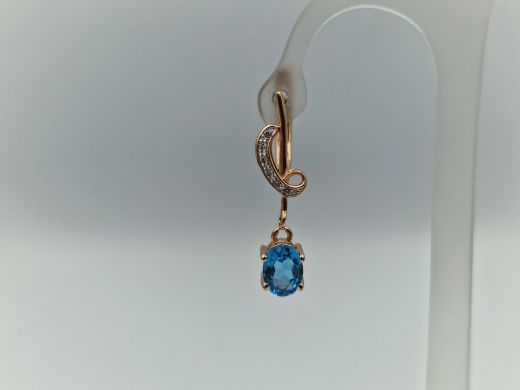 Золотые серьги с цирконом, 3.7 г