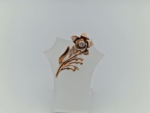 Золотая брошь с цирконом, 3.32 г