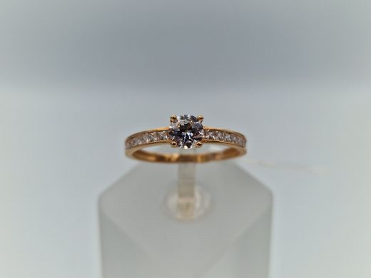 Zelta gredzens ar cirkoniju, 1.6 g, izm. 17.5