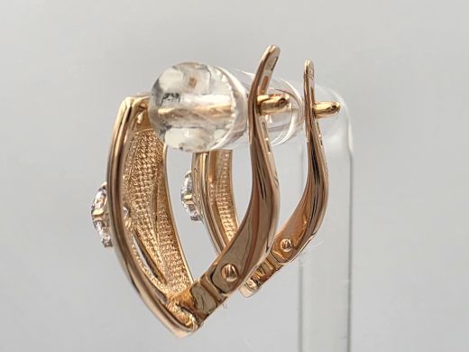 Золотые серьги с цирконом, 2.69 г