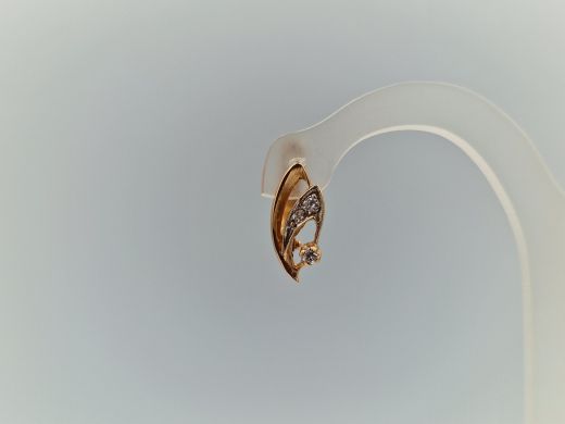 Золотые серьги с цирконом, 3.1 г