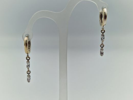 Золотые серьги с цирконом, 2.3 г