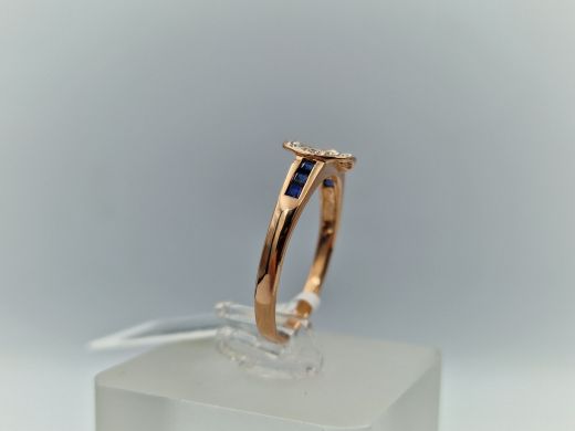 Zelta gredzens ar safīriem, 2.35 g, izm. 18