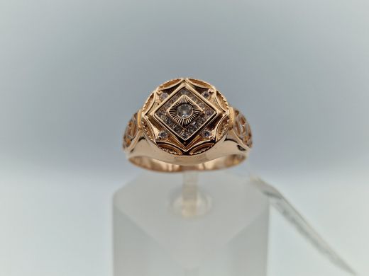 Золотое мужское кольцо с цирконом, 5.13 г, разм. 20.8