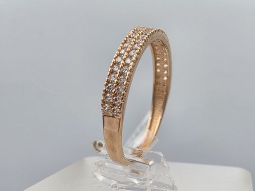 Gold ring with zircon, 1.36 g, size 17.5