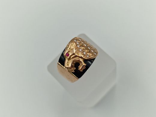 Zelta gredzens ar briljantiem, 18.4 g, izm. 18.5