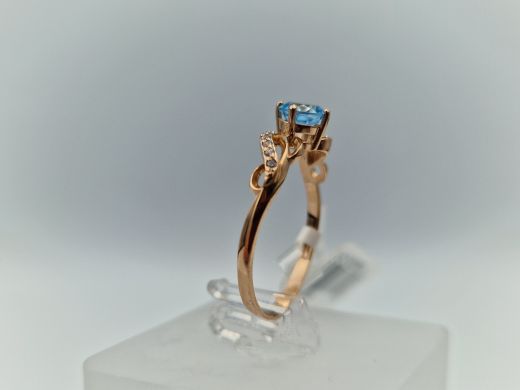 Zelta gredzens ar topāzu un cirkoniju, 1.59 g, izm. 17.5