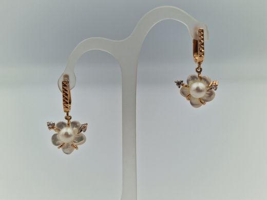 Золотые серьги с цирконом, 4.14 г