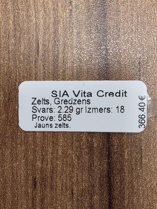Zelta gredzens, 2.29 g, izm. 18
