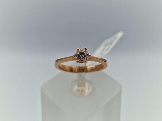 Zelta gredzens ar cirkoniju, 2.15 g, izm. 16