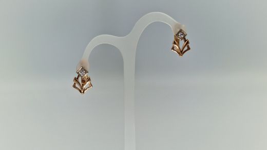 Золотые серьги с цирконом, 2.9 г