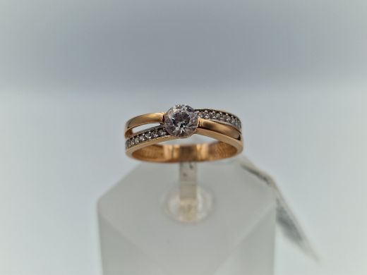 Zelta gredzens ar cirkoniju, 2.01 g, izm. 16.5