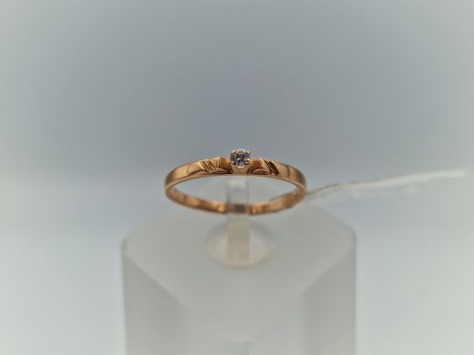 Zelta gredzens ar cirkoniju, 0.95 g, izm. 16