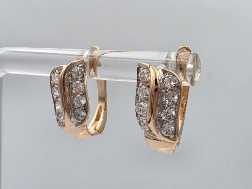 Золотые серьги с цирконом, 3.33 г