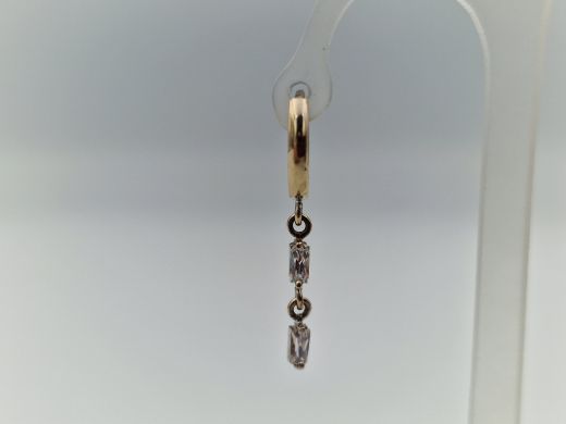 Золотые серьги с цирконом, 2.3 г