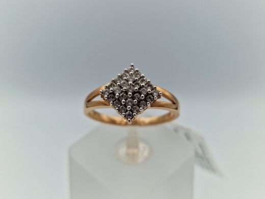 Zelta gredzens ar cirkoniju, 3.9 g, izm. 19