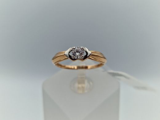 Zelta gredzens ar cirkoniju, 1.29 g, izm. 18