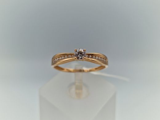Zelta gredzens ar cirkoniju, 1.68 g, izm. 19
