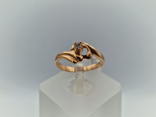 Zelta gredzens ar cirkoniju, 1.48 g, izm. 16