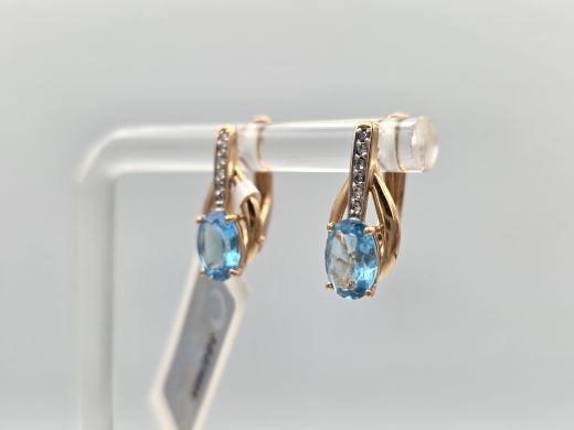 Золотые серьги с топазом, 2.36 г