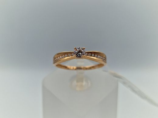Zelta gredzens ar cirkoniju, 1.64 g, izm. 18