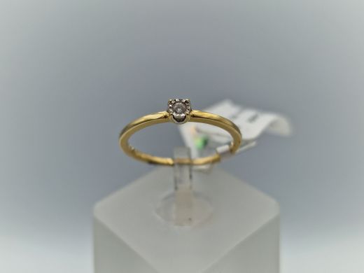 Zelta gredzens ar briljantu, 1.33 g, izm. 16.5