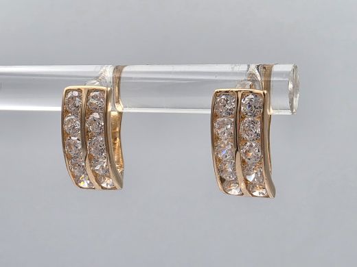 Золотые серьги с цирконом, 1.74 г