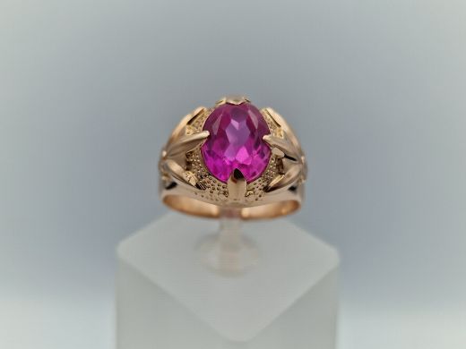 Zelta gredzens ar koraļļi, 7.05 g, izm. 18