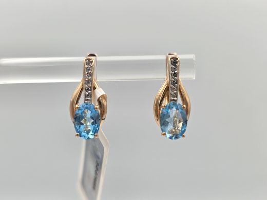 Золотые серьги с топазом, 2.36 г