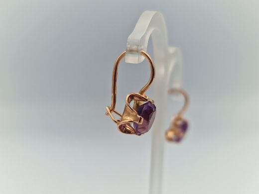 Zelta auskari ar ametistu, 2.94 g