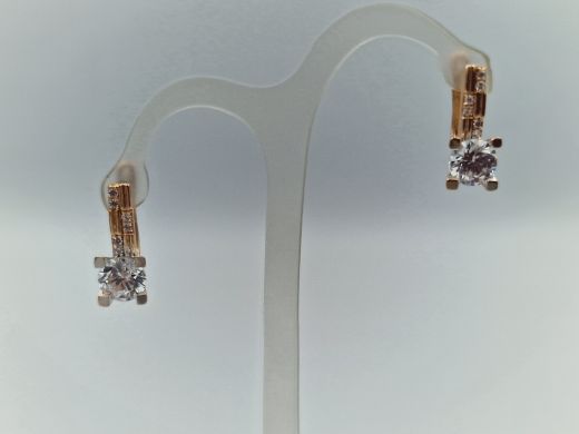 Золотые серьги с цирконом, 3.65 г