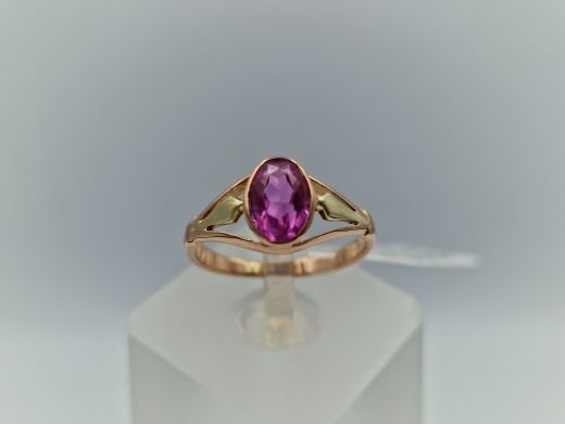 Zelta gredzens ar koraļļi, 2.25 g, izm. 16.5