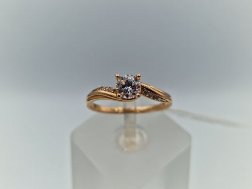 Zelta gredzens ar cirkoniju, 2.04 g, izm. 18