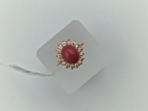 Zelta gredzens ar cirkoniju, 2.42 g, izm. 15