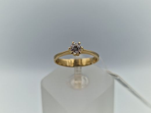 Zelta gredzens ar cirkoniju, 1.96 g, izm. 16.5