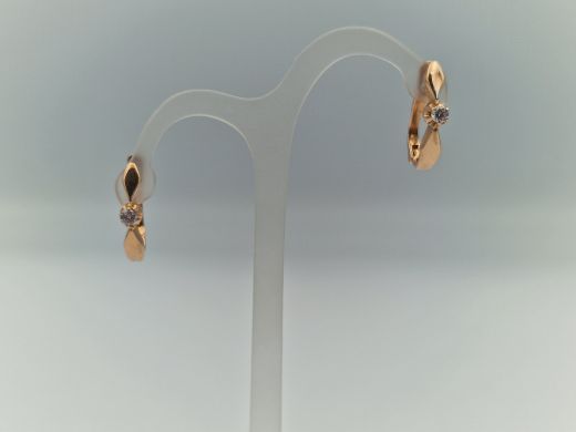 Золотые серьги с цирконом, 2.61 г
