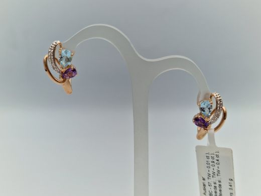 Zelta auskari ar briljantu, 3.41 g