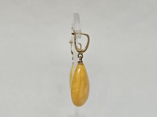 Золотые серьги с янтарьом, 5.84 г