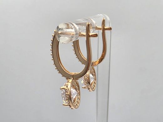Золотые серьги с цирконом, 2.72 г