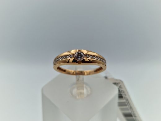 Zelta gredzens ar cirkoniju, 2.24 g, izm. 17