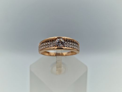 Zelta gredzens ar cirkoniju, 2.4 g, izm. 17.5