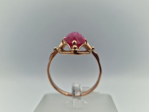 Zelta gredzens ar koraļļi, 4.31 g, izm. 19.5