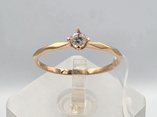 Gold ring with zircon, 0.89 g, size 17