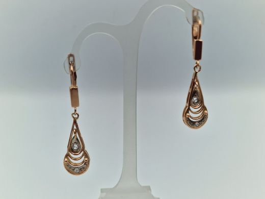 Золотые серьги с цирконом, 5.7 г